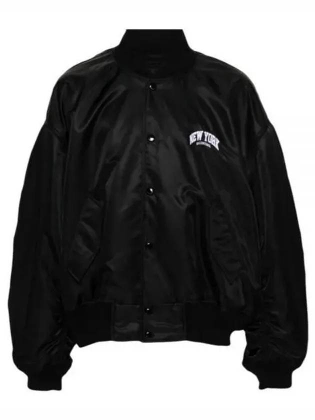 Luxury Balenciaga Trending 2025 New York Embroidery Bomber Jacket Black