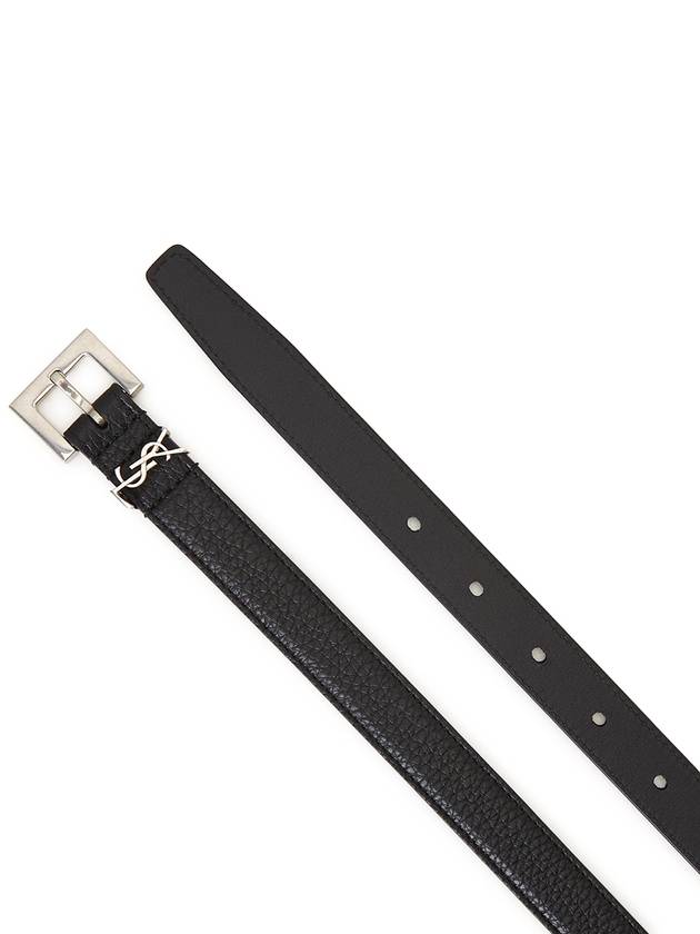 Luxury Saint Laurent Trending 2025 Men's Monogram Grain Belt Black