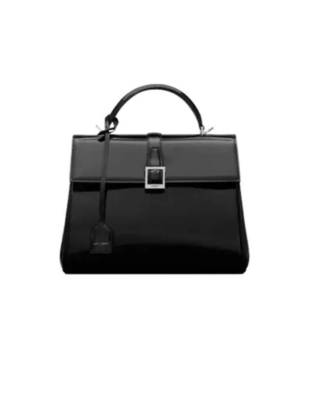 Luxury Saint Laurent Trending 2025 Le Fermoir Small Top-Handle Brushed Leather Tote Bag Black