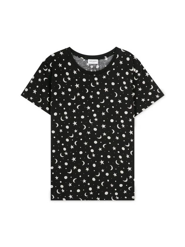 Luxury Saint Laurent Trending 2025 Men's Star Print Cotton Short Sleeve T-Shirt Black