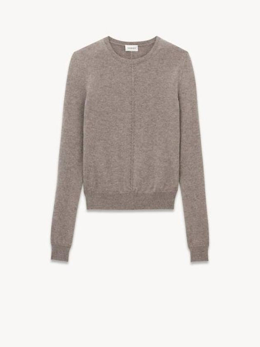 Luxury Saint Laurent Trending 2025 Openwork Cashmere Sweatshirt Taupe