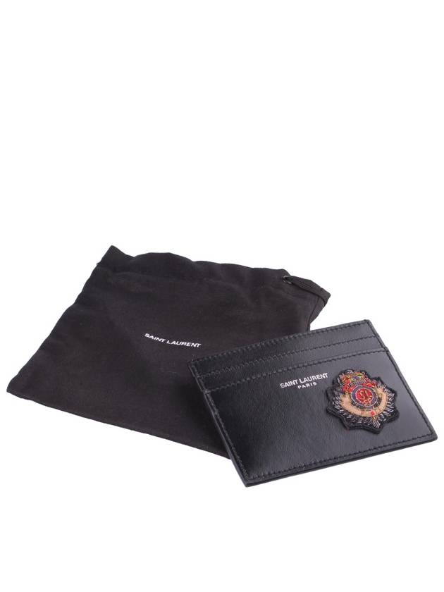 Luxury Saint Laurent Trending 2025 Logo Patch Card Wallet Black