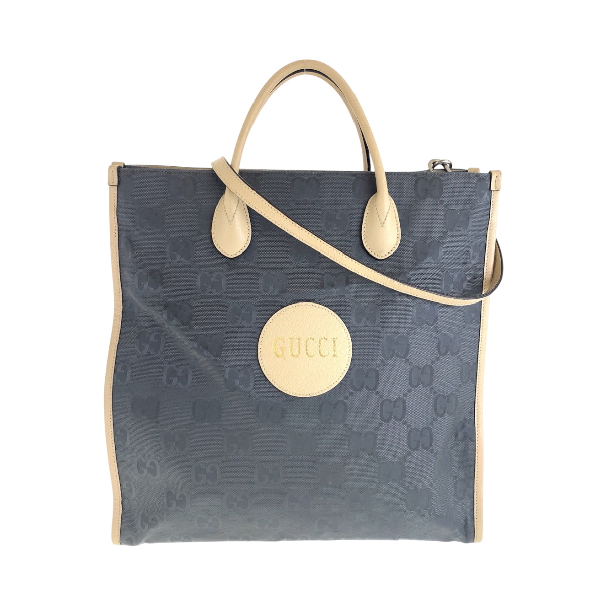 GUCCI Shoulder Bag 630355 Nylon Gray Beige SilverMetal Off the grid