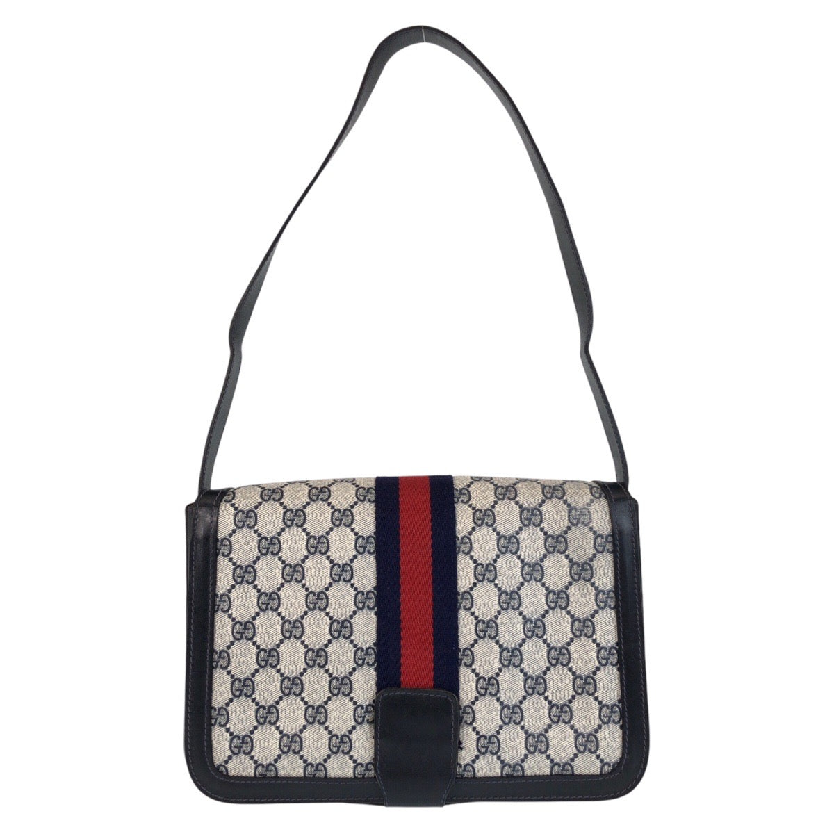 GUCCI Shoulder Bag GG Supreme Canvas Gray navy Sherry Line Old Gucci