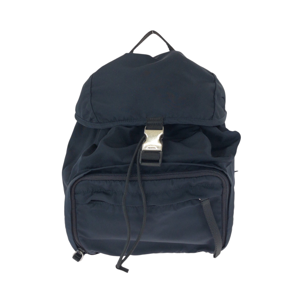 PRADA Backpack Nylon Navy SilverMetal Backpack Backpack Test Triangle With logo Women