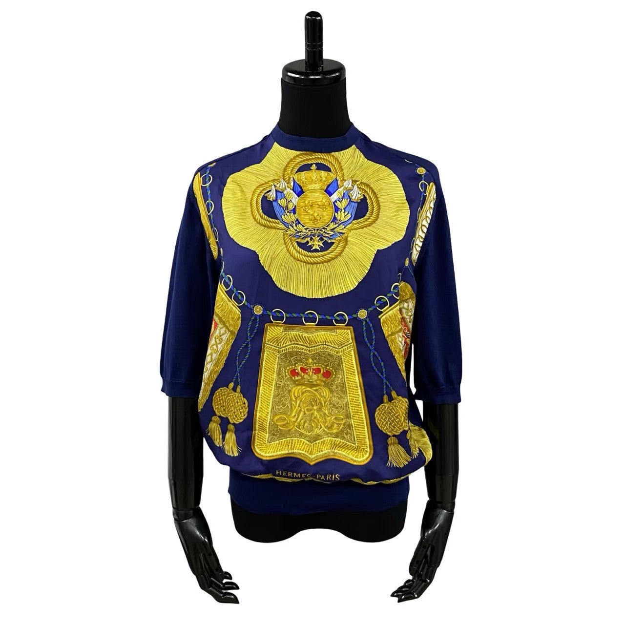 HERMES knit silk Navy Pattern Women L