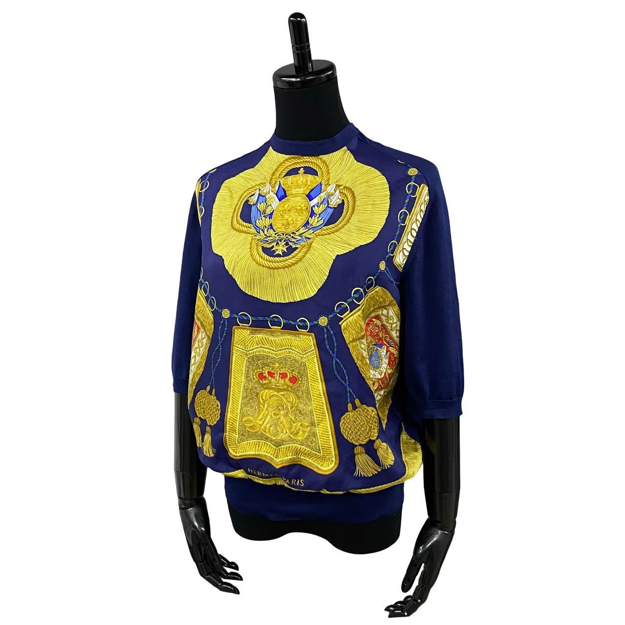 HERMES knit silk Navy Pattern Women L
