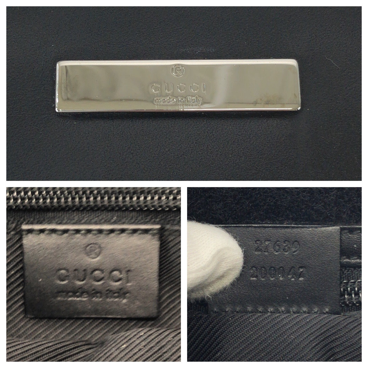 GUCCI Shoulder Bag 27639 GG canvas Black SilverMetal