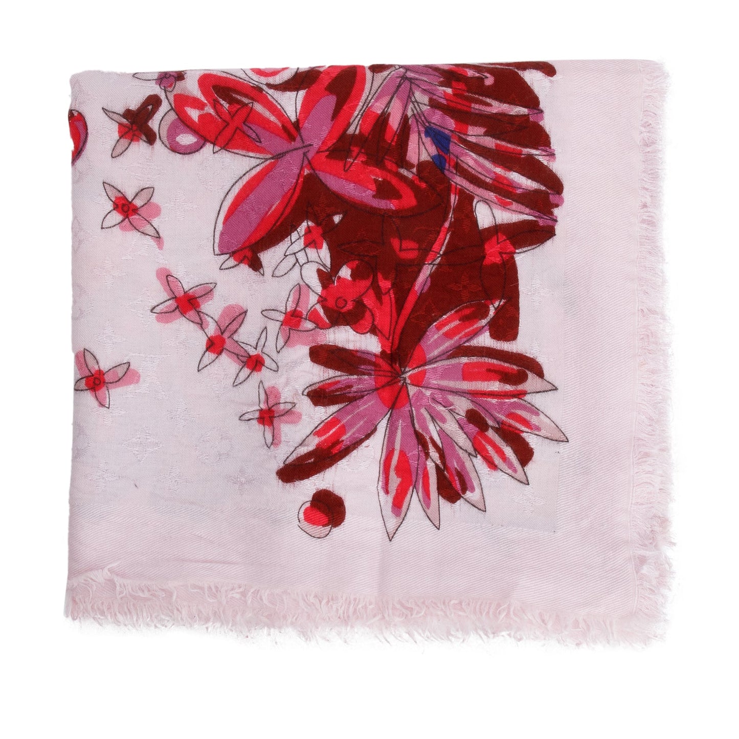 Louis Vuitton Pink Multicolor Silk/Wool Shawl Scarf