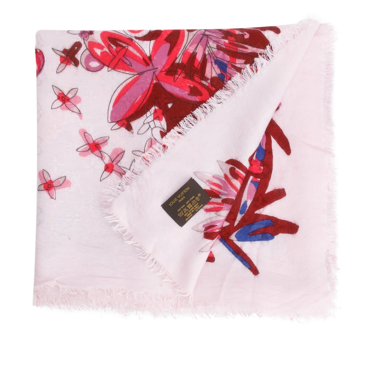 Louis Vuitton Pink Multicolor Silk/Wool Shawl Scarf