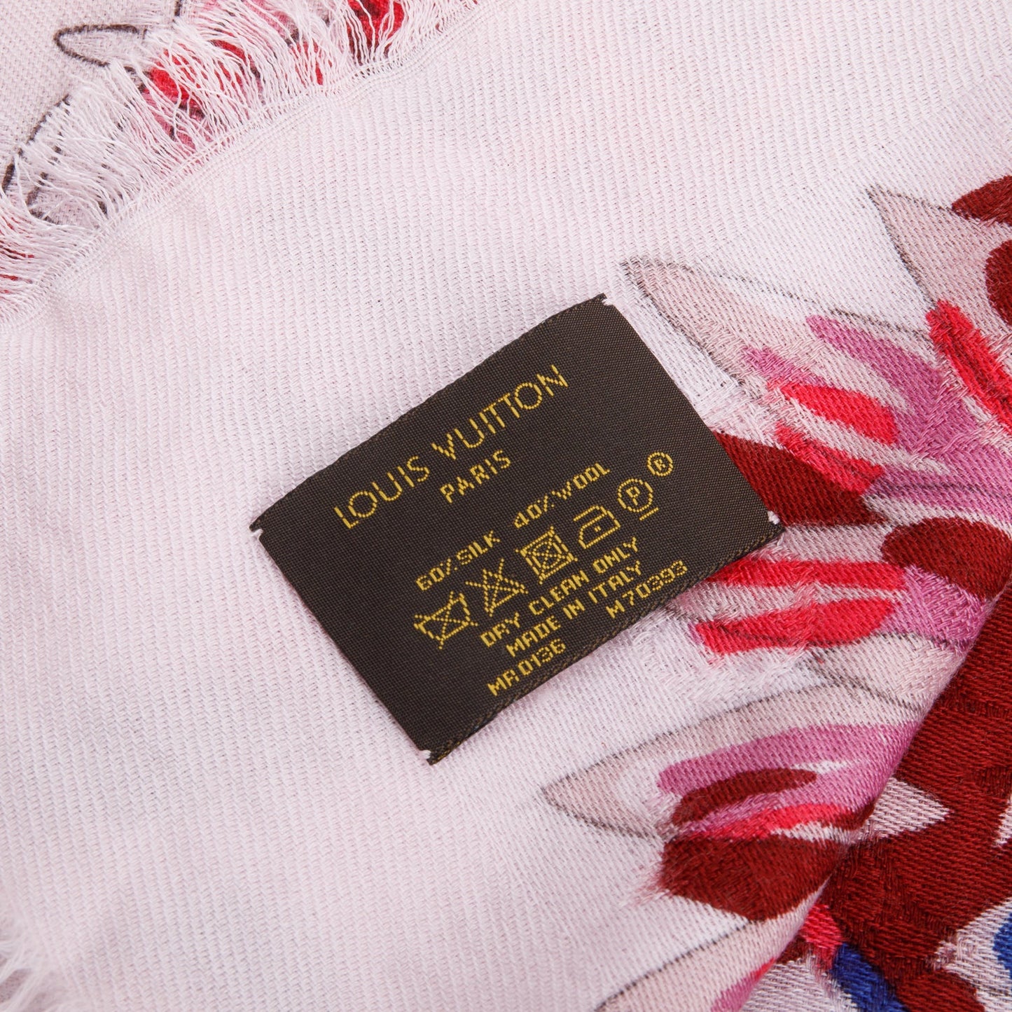 Louis Vuitton Pink Multicolor Silk/Wool Shawl Scarf