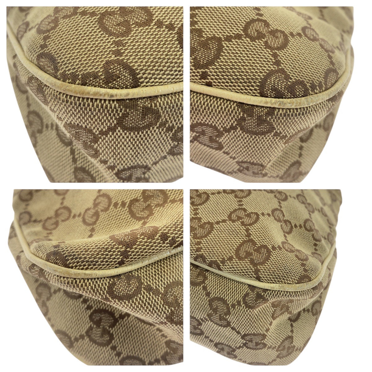 GUCCI Tote Bag GG canvas, leather Beige Ivory Gold Metal Tote Bag Shoulder Bag Women