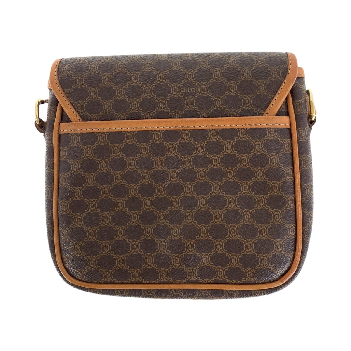 CELINE Shoulder Bag PVC, Leather Brown Gold Metal Shoulder Bag pochette Macadam Medal Women