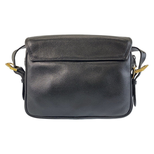 Yves Saint Laurent Shoulder Bag leather Black GoldMetal Shoulder Bag pochette YSL Women(Unisex)