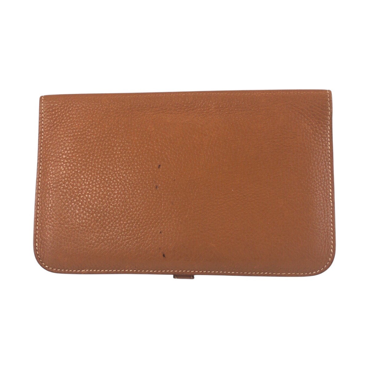 HERMES Long Wallet Purse Taurillon Clemence Gold Brown Camel SilverMetal Long Wallet Purse Long wallet unisex Dogon GM Women