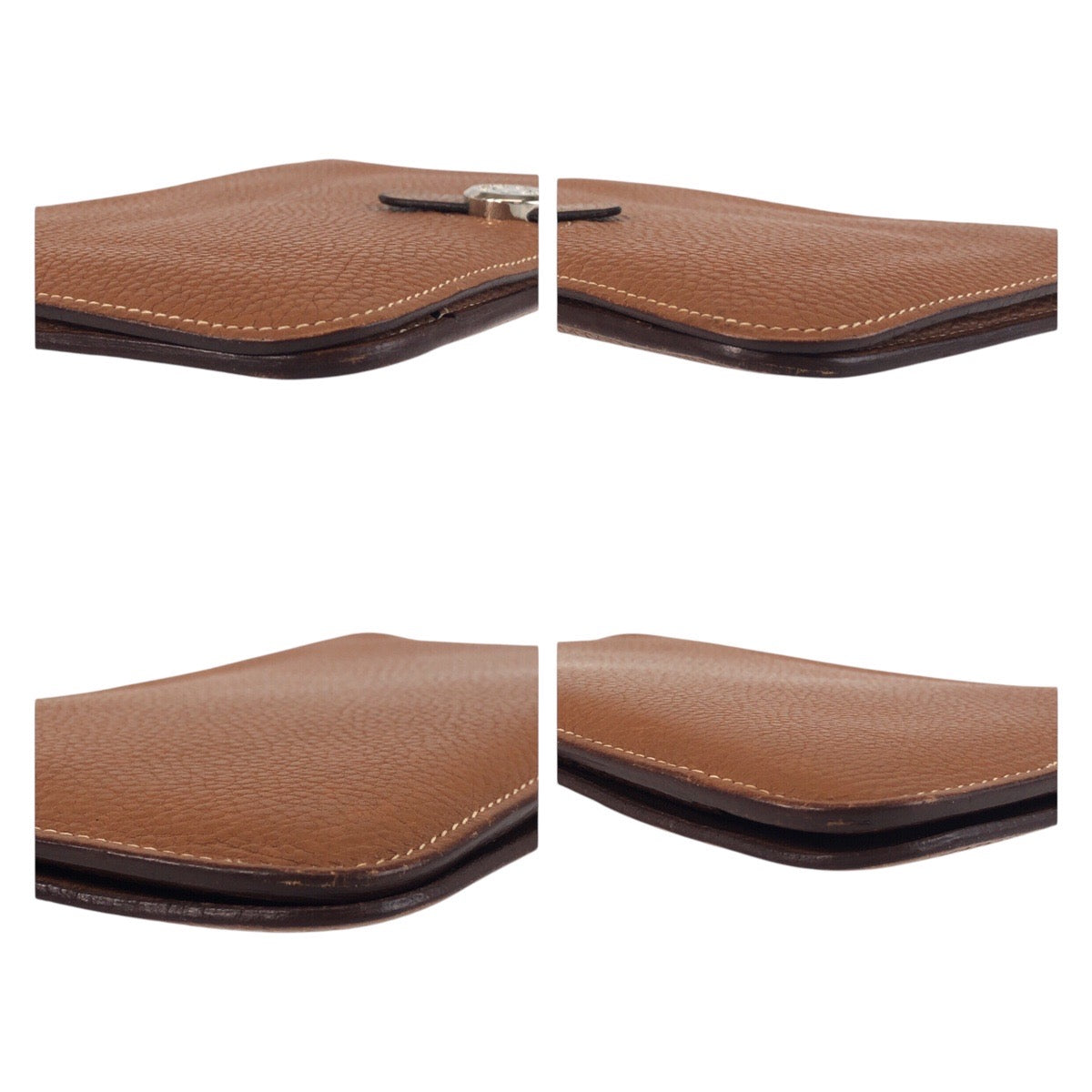 HERMES Long Wallet Purse Taurillon Clemence Gold Brown Camel SilverMetal Long Wallet Purse Long wallet unisex Dogon GM Women