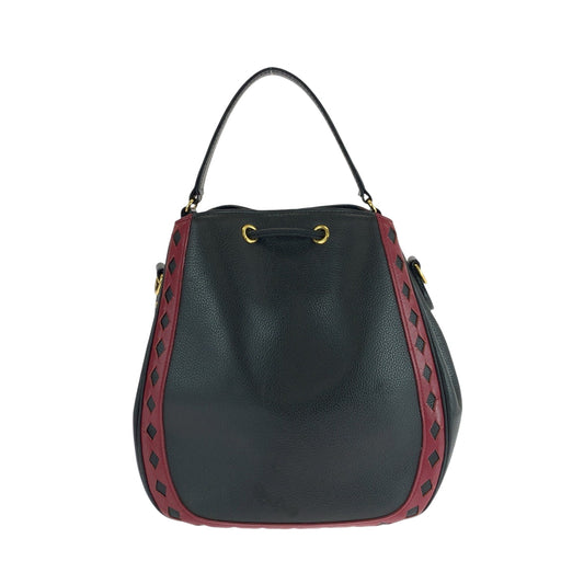 Yves Saint Laurent Shoulder Bag leather Black Red GoldMetal Shoulder Bag handbag Diamond cut Women