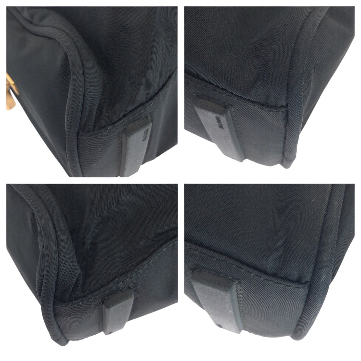 PRADA Tote Bag Nylon Black GoldMetal Tote Bag Shoulder Bag Test Triangle With logo Women