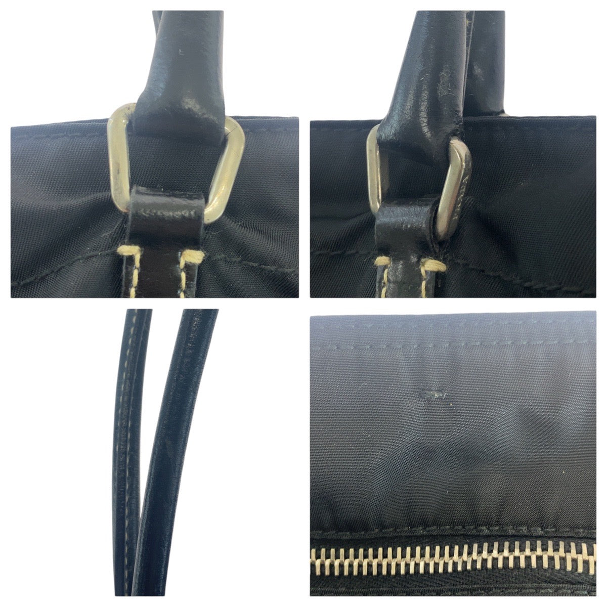 PRADA Tote Bag Nylon, Leather Black SilverMetal Tote Bag Shoulder Bag Test Triangle With logo Women