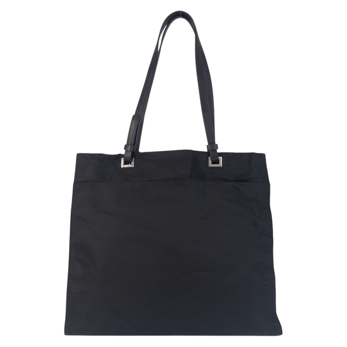 PRADA Tote Bag Nylon, Leather Black SilverMetal Tote Bag Shoulder Bag Test Triangle With logo Women(Unisex)