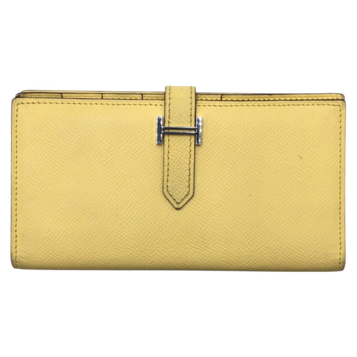 HERMES Long Wallet Purse Epsom Yellow SilverMetal Long Wallet Purse Beansufla Women