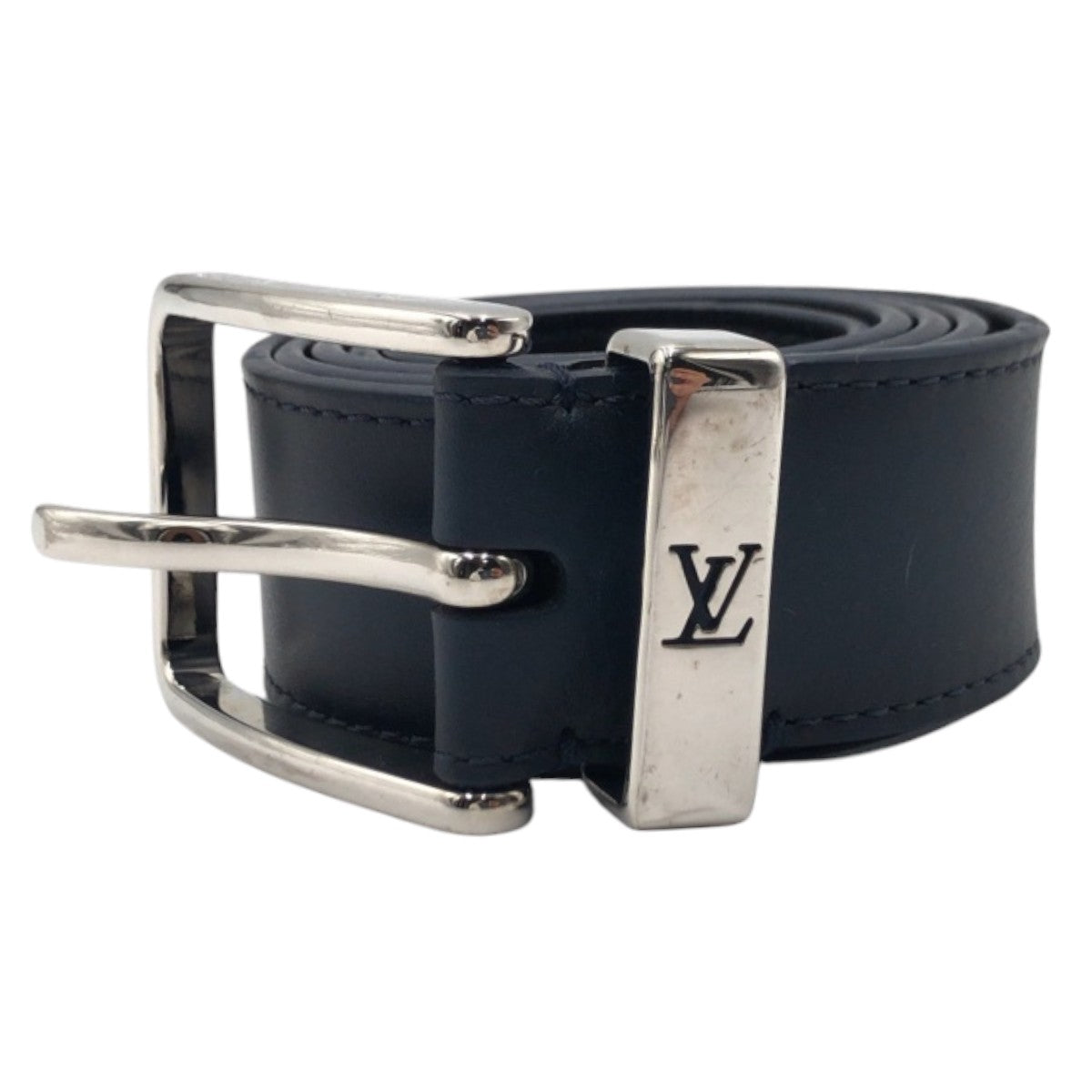 LOUIS VUITTON belt M0172 Leather, Metal Navy Silver Belts Unisex Sainteur Pont Neuf mens