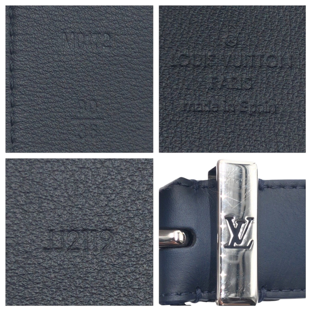 LOUIS VUITTON belt M0172 Leather, Metal Navy Silver Belts Unisex Sainteur Pont Neuf mens