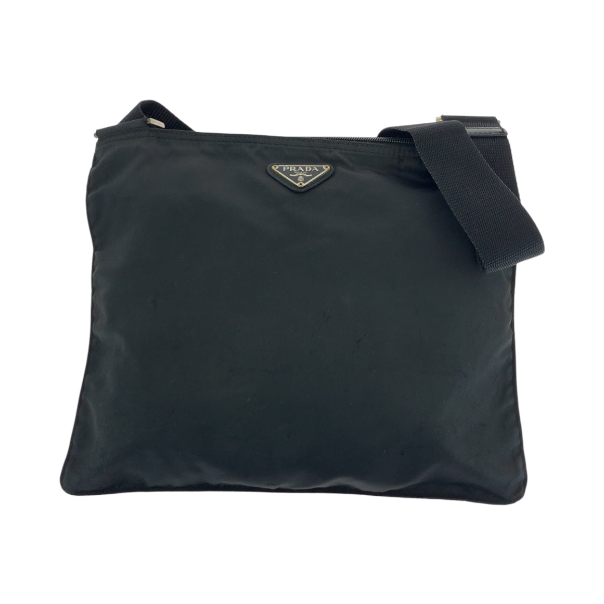 PRADA Shoulder Bag Nylon Black SilverMetal Shoulder Bag Sacoche Test Triangle With logo Women