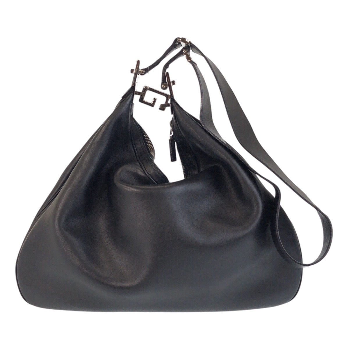GUCCI Shoulder Bag 001-3341 leather Black SilverMetal Women