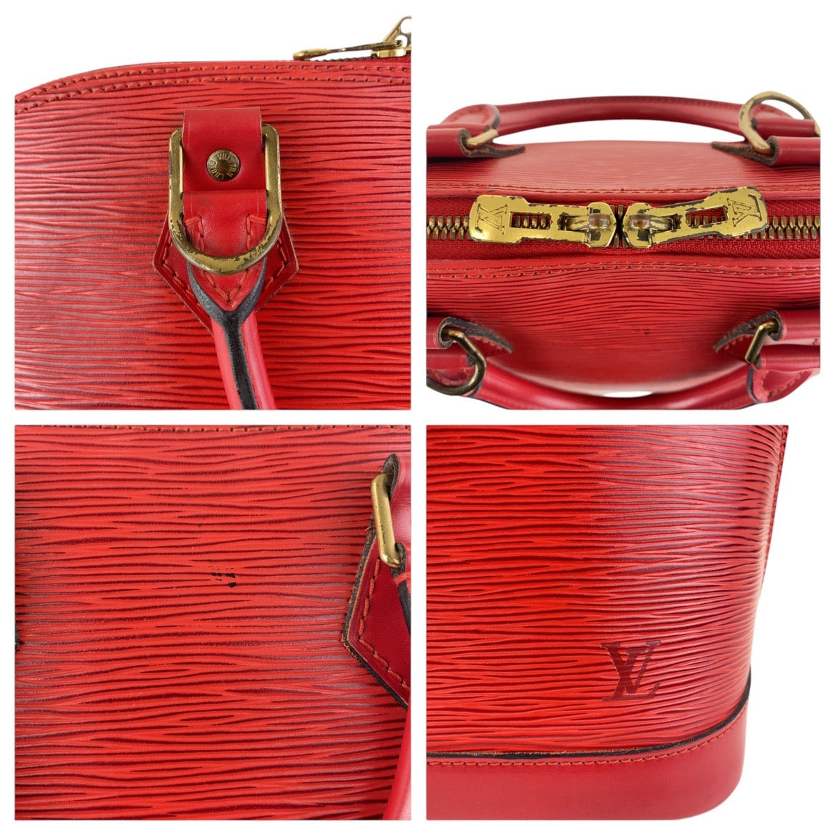 LOUIS VUITTON Handbag M40850 Epi Leather Red Gold Metal Handbag Tote Bag Epi Alma Women