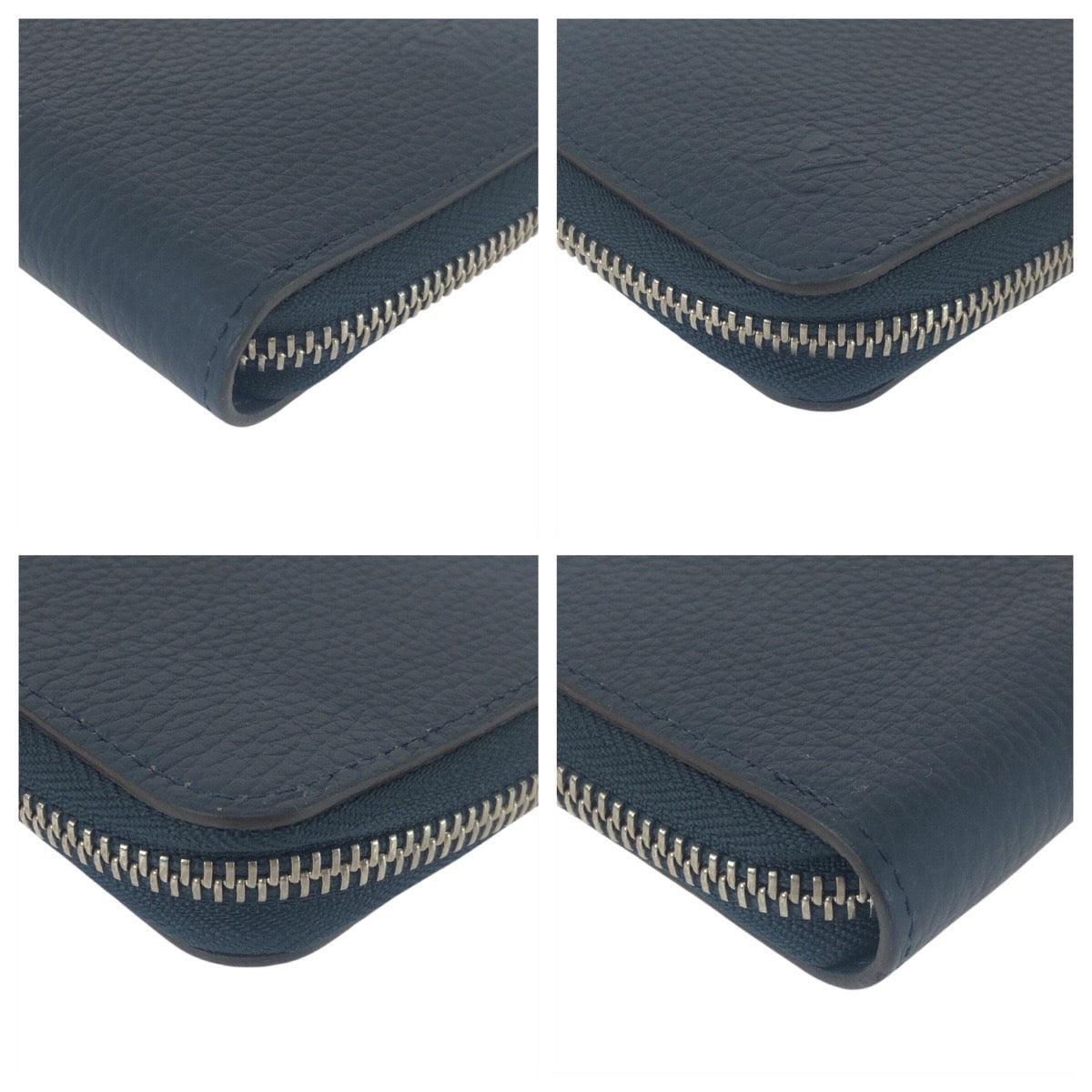 LOUIS VUITTON Long Wallet Purse M58865 leather Navy Blue Silver Metal Long Wallet Purse Taurillon Clemence Zippy Wallet Vertical mens