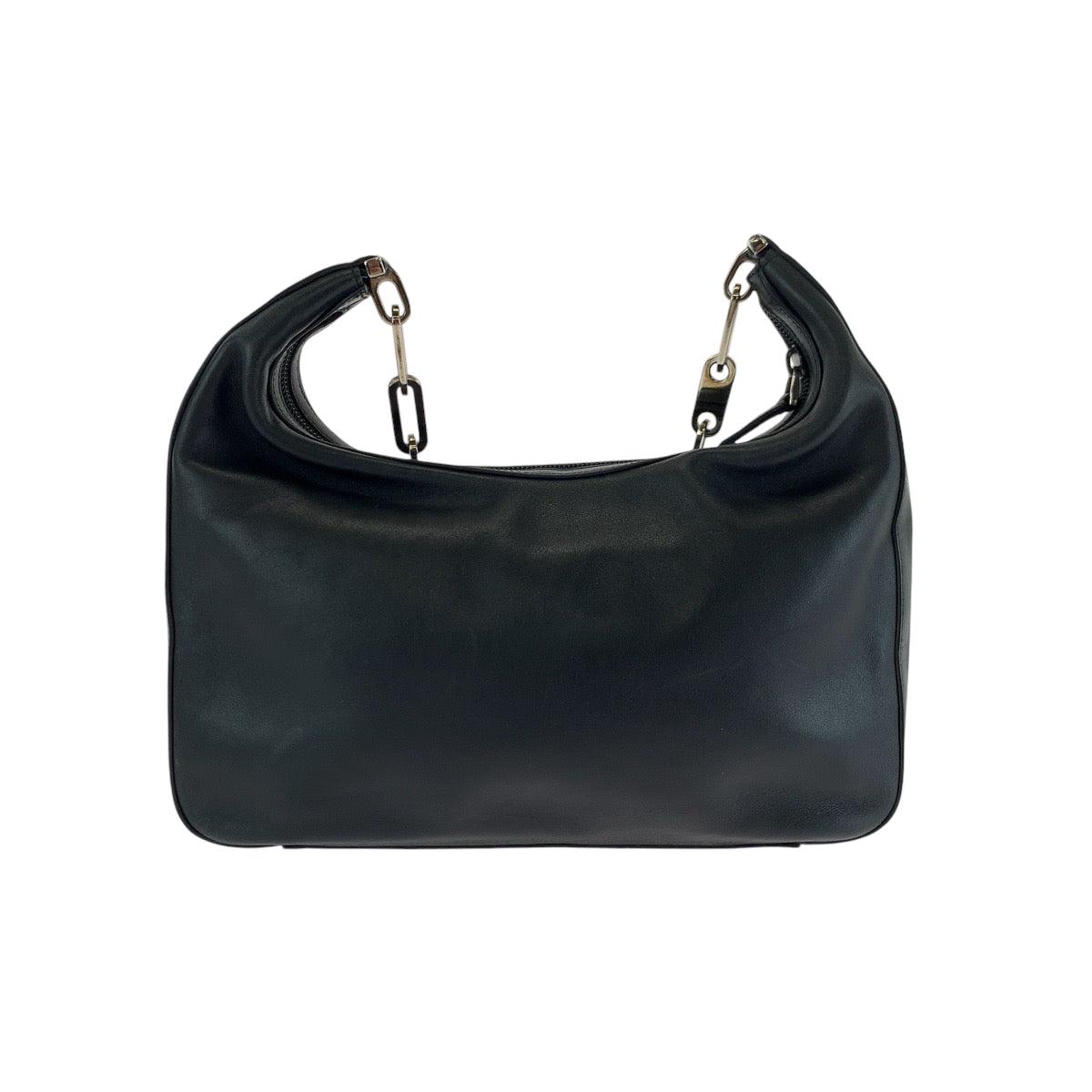 GUCCI Shoulder Bag 001 3873 leather Black SilverMetal Chain Shoulder Bag Hobo Women