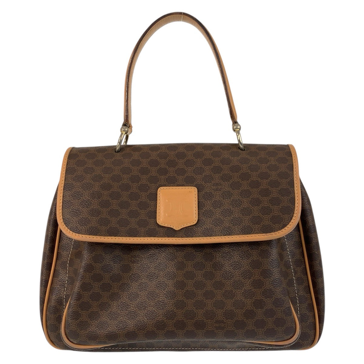 CELINE Handbag M14 PVC, Leather Brown Gold Metal Macadam Women