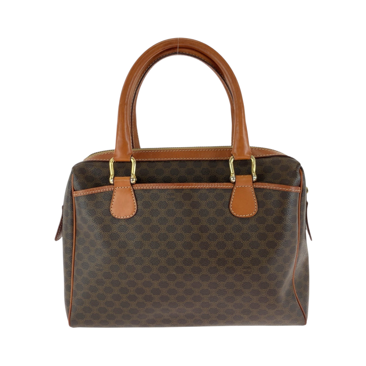CELINE Handbag PVC Brown Gold Metal Handbag Macadam Women