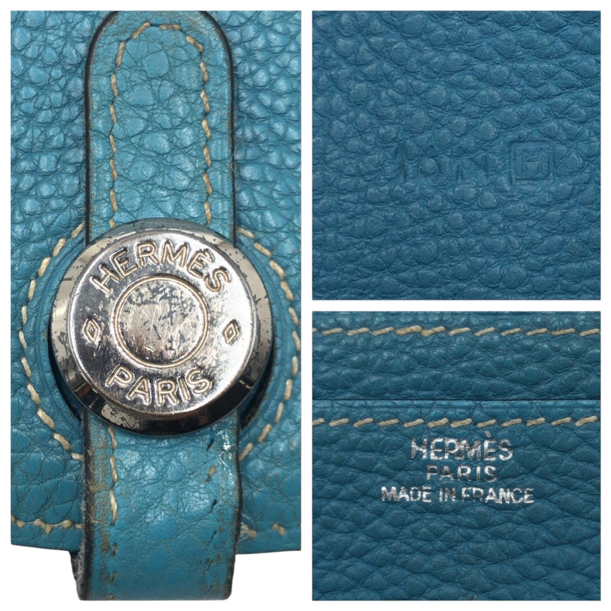 HERMES Long Wallet Purse Togo Blue Light Blue SilverMetal Long Wallet Purse Long wallet unisex Dogon GM Women