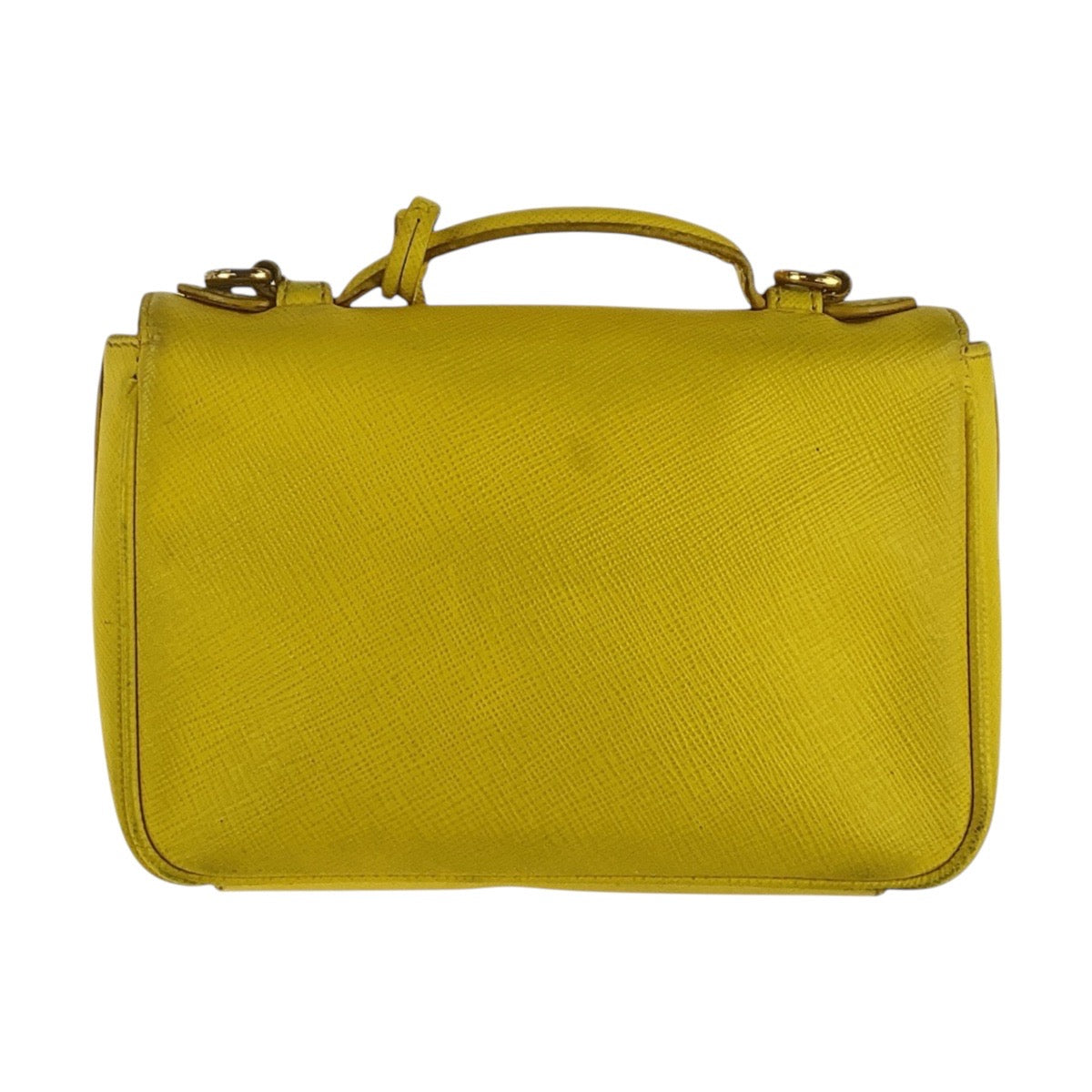 PRADA Shoulder Bag leather Yellow Gold Metal Shoulder Bag Handbag 2WAY Safiano Women