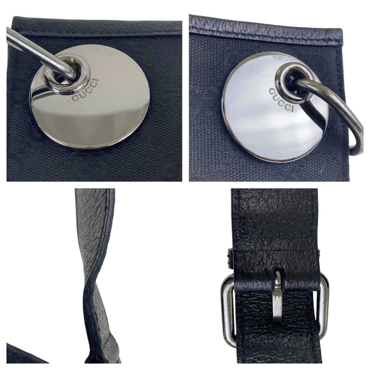 GUCCI Shoulder Bag 120841 GG canvas, leather Black SilverMetal Crossbody Shoulder Bag Women