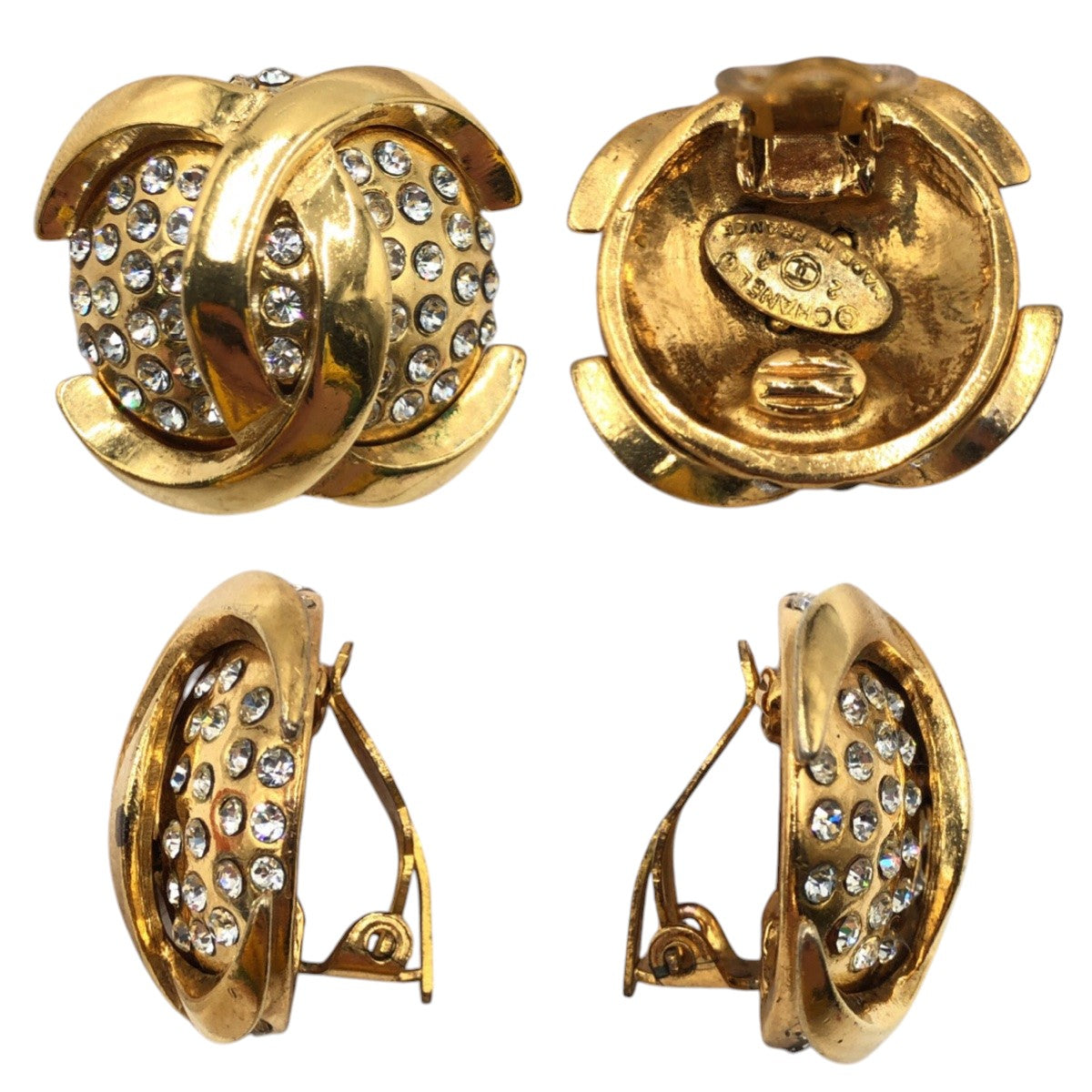CHANEL Earring Metal, Rhinestone gold COCO Mark Women