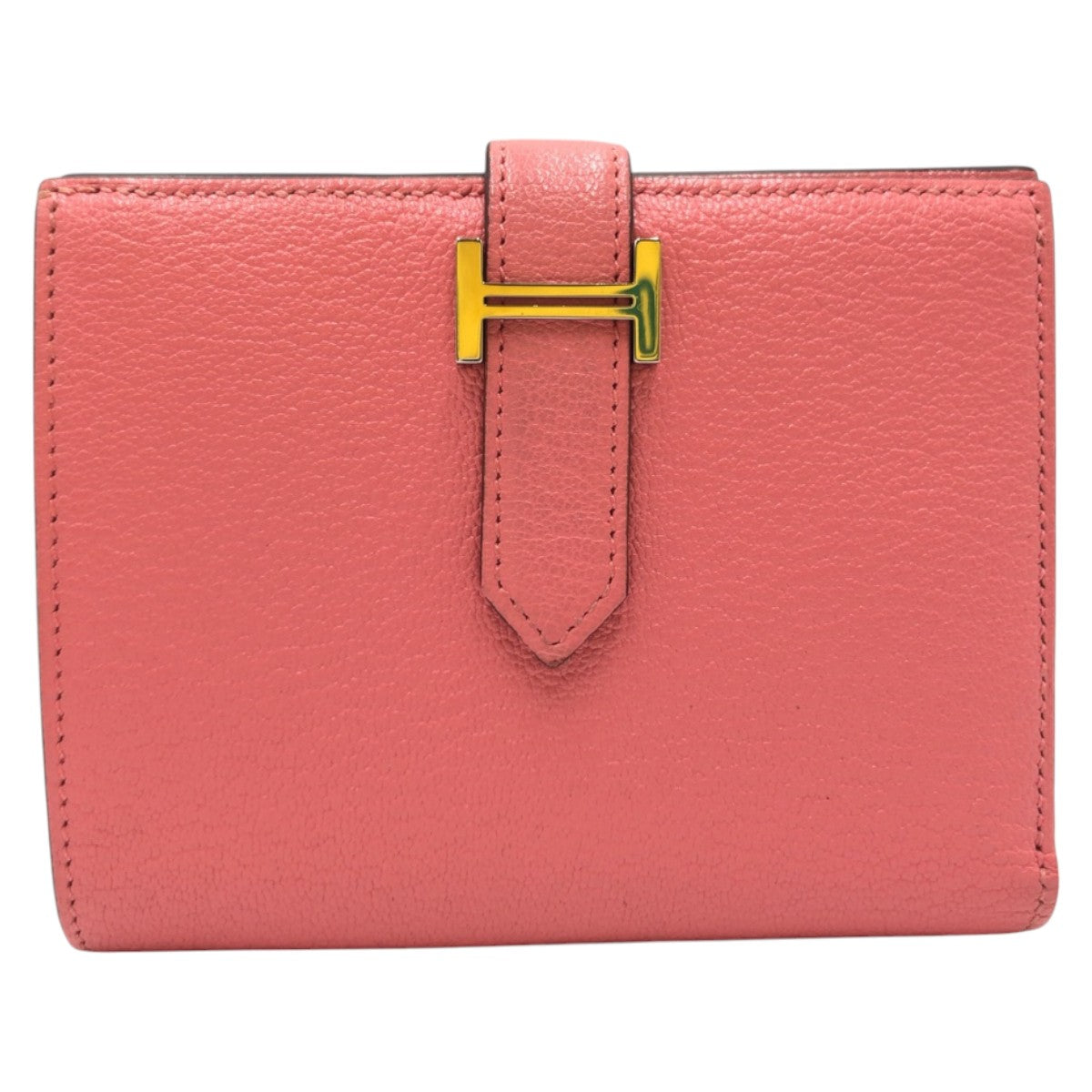 HERMES Bifold Wallet Shave Pink Rose Azalee SilverMetal Bifold Wallet Compact Wallet Bearn mini Women