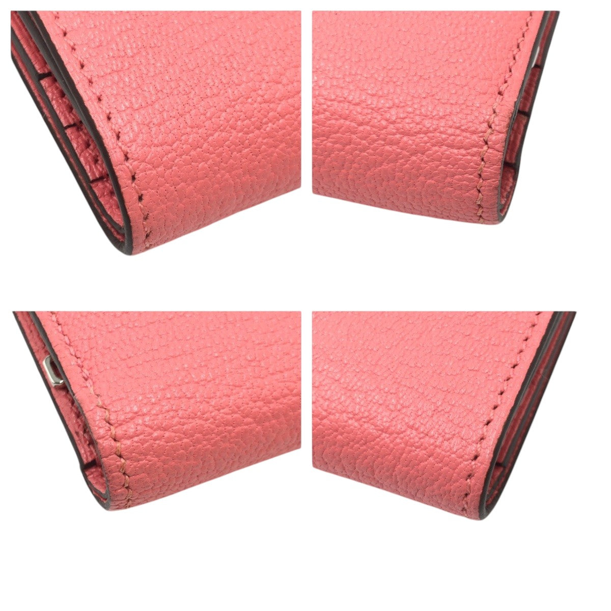 HERMES Bifold Wallet Shave Pink Rose Azalee SilverMetal Bifold Wallet Compact Wallet Bearn mini Women