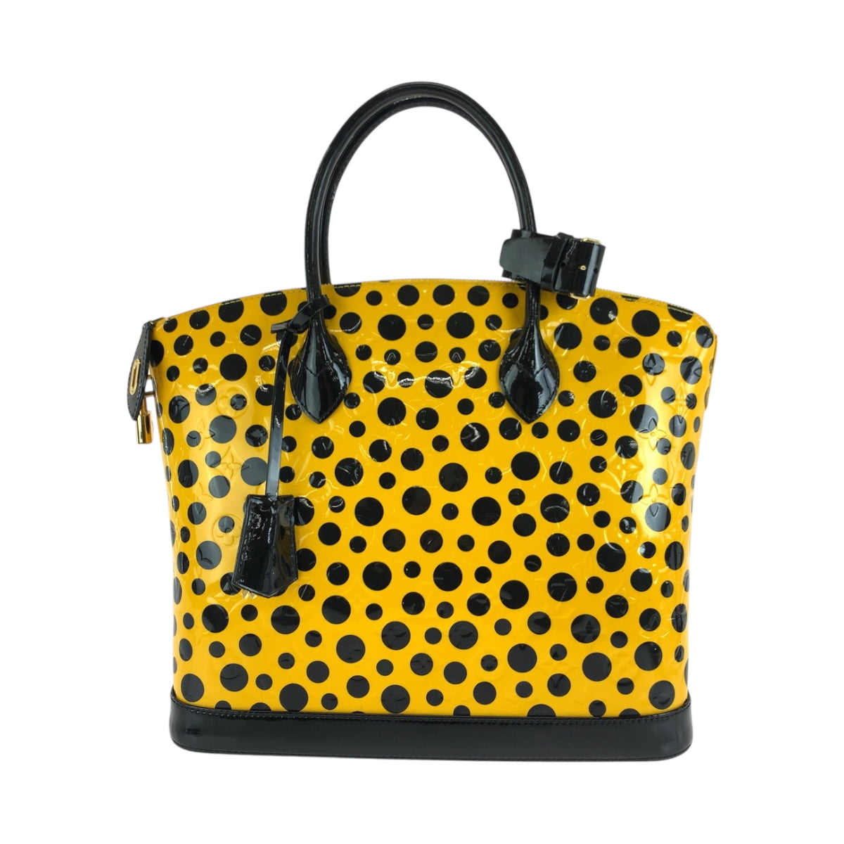 LOUIS VUITTON Handbag M91398 Patent leather Jaune Yellow Black Gold Metal Handbag LockitMM Women