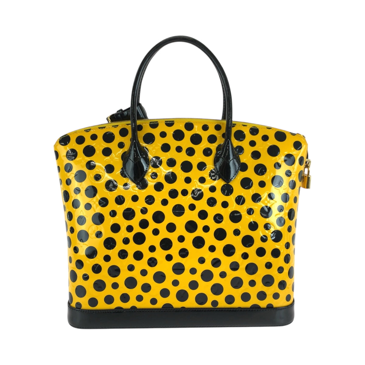 LOUIS VUITTON Handbag M91398 Patent leather Jaune Yellow Black Gold Metal Handbag LockitMM Women