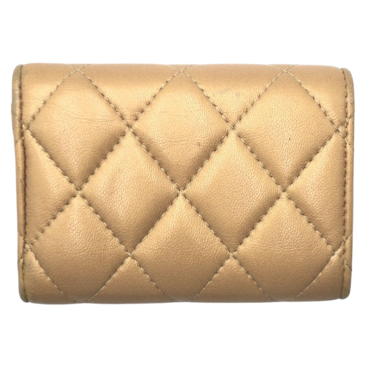 CHANEL Tri-fold wallet leather gold Tri-fold wallet Compact wallet Matrasse COCO Mark Women