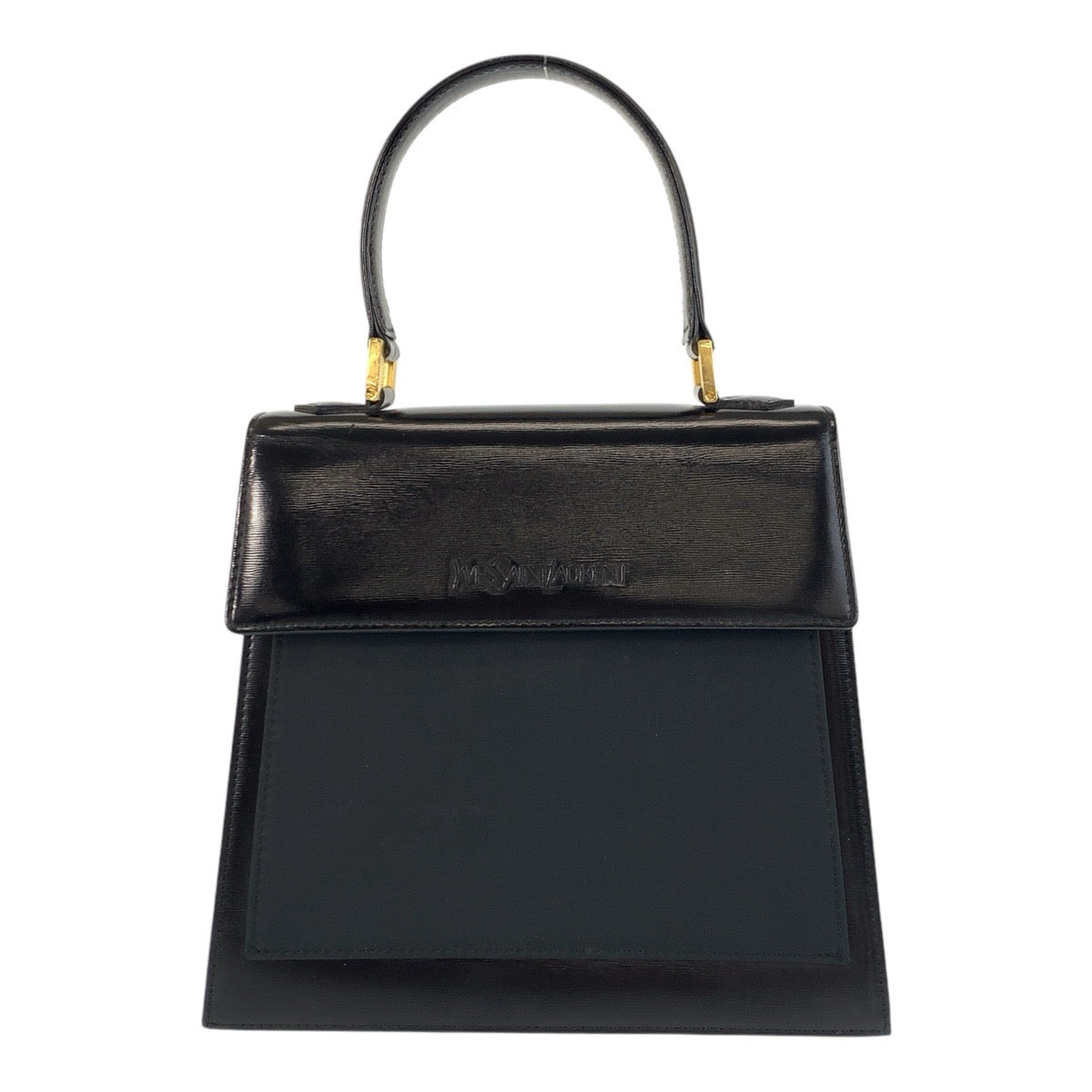 Yves Saint Laurent Handbag leather Black GoldMetal YSL Women