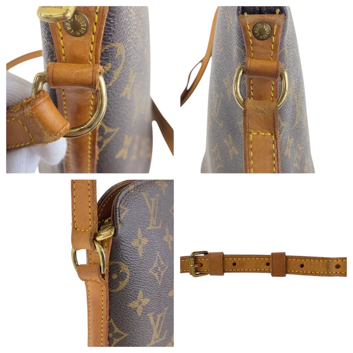 LOUIS VUITTON Shoulder Bag M51290 PVC Brown Gold Metal Crossbody Shoulder Bag Monogram Drouot Women