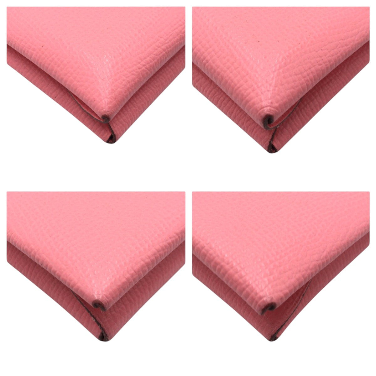 HERMES Coin case Epsom Pink SilverMetal Coin case Card Case Calvi duo Women