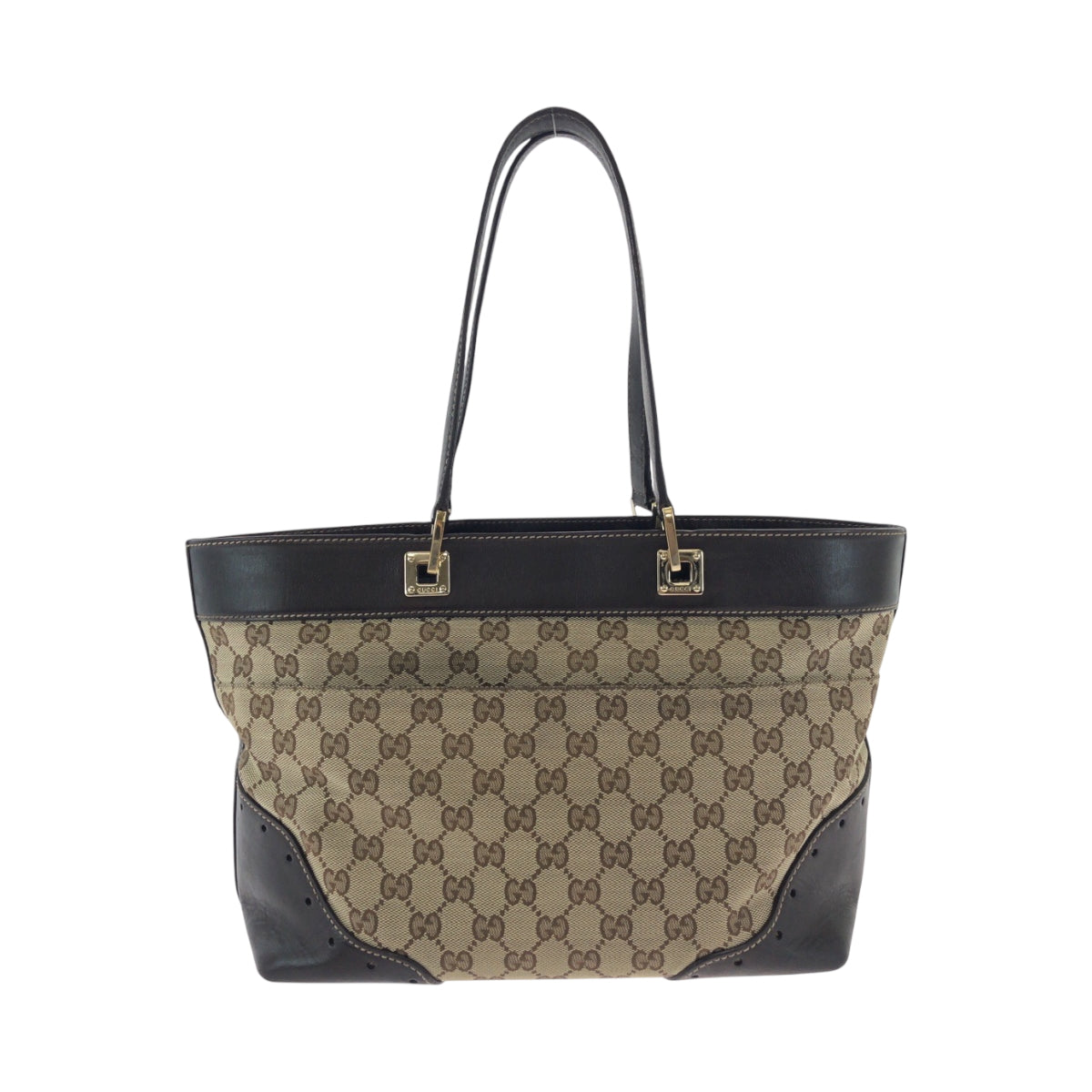 GUCCI Tote Bag 145993 GG canvas Beige Brown Gold Metal Tote Bag Shoulder Bag Women