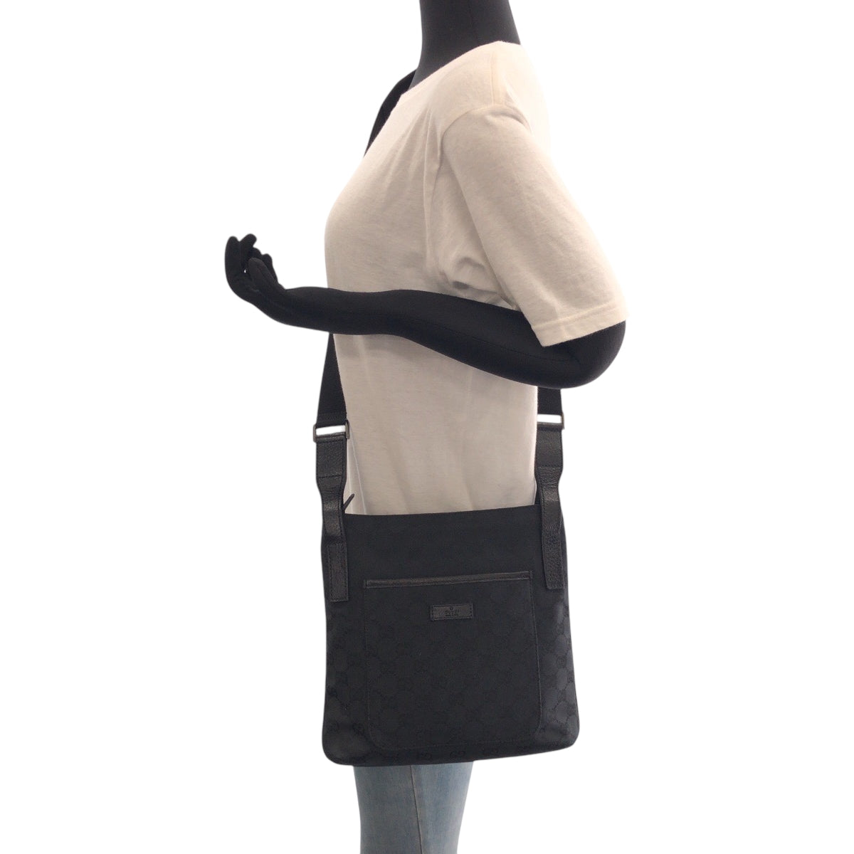 GUCCI Shoulder Bag 122793 GG canvas Black SilverMetal Shoulder Bag pochette Women