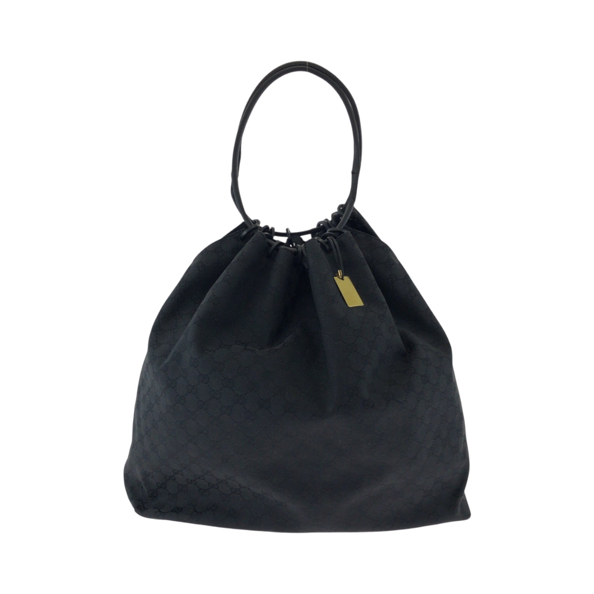 GUCCI Shoulder Bag 91379 GG canvas Black Black Metal Drawstring Shoulder Bag Women
