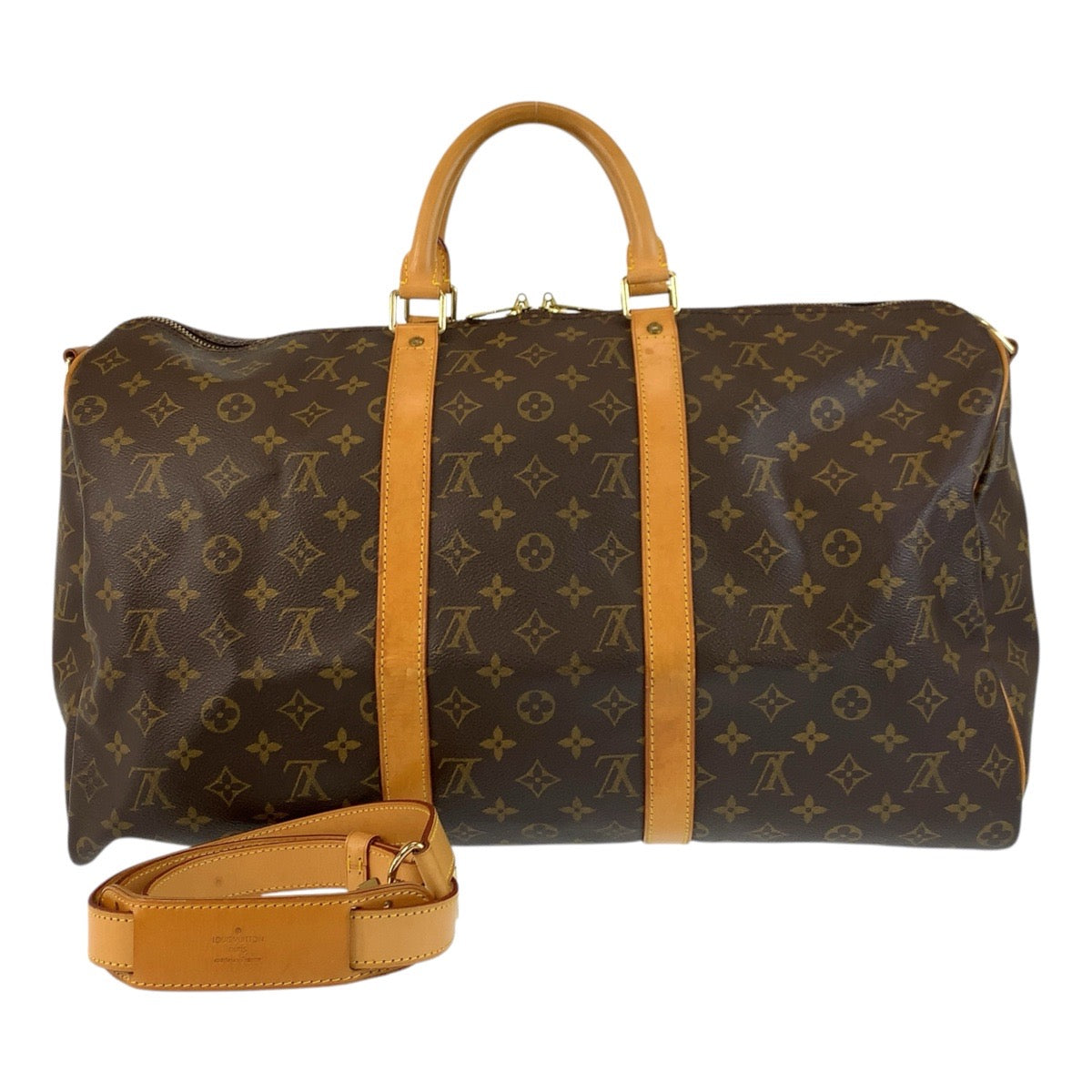LOUIS VUITTON Boston Duffel bag M41426 PVC, Leather Brown Gold Metal Boston Duffel bag Shoulder Bag 2way Monogram Keepall 50 bandouliere mens